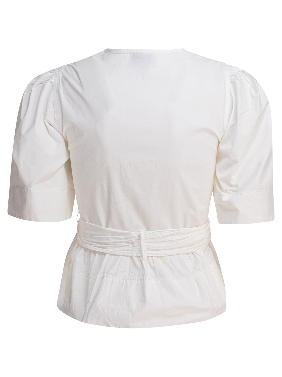 Ganni Blouse With Ruffles Shirts - White | 1f269370f5b4d16d23e6b2b1fbb98932c17091a5