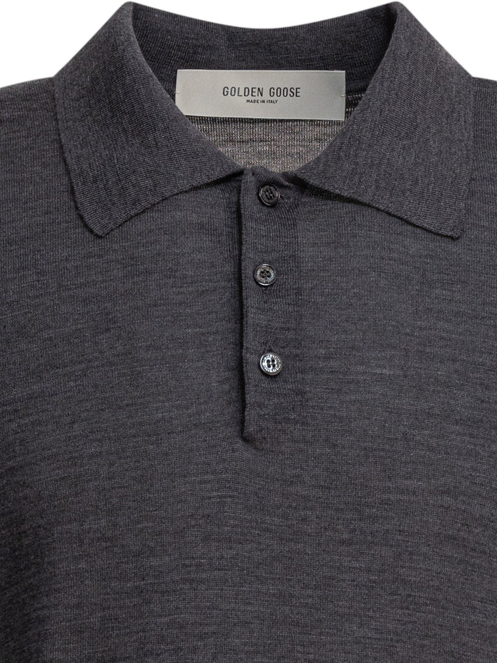 Golden Goose Merino Wool Polo Shirt Polo shirts - Grey | f60464b39da2cde7acb4542f043bba387107e220