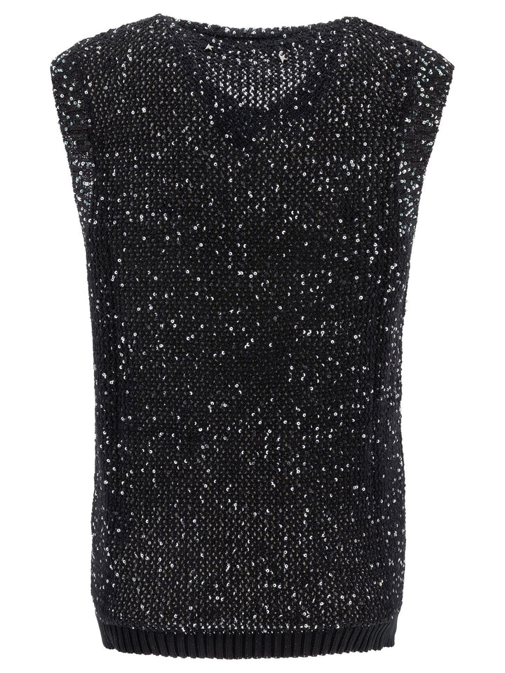 Golden Goose Knit Top With Sequins Tops - Black | 604ad235e92fe72fed8c19c825aacb9a21bee086