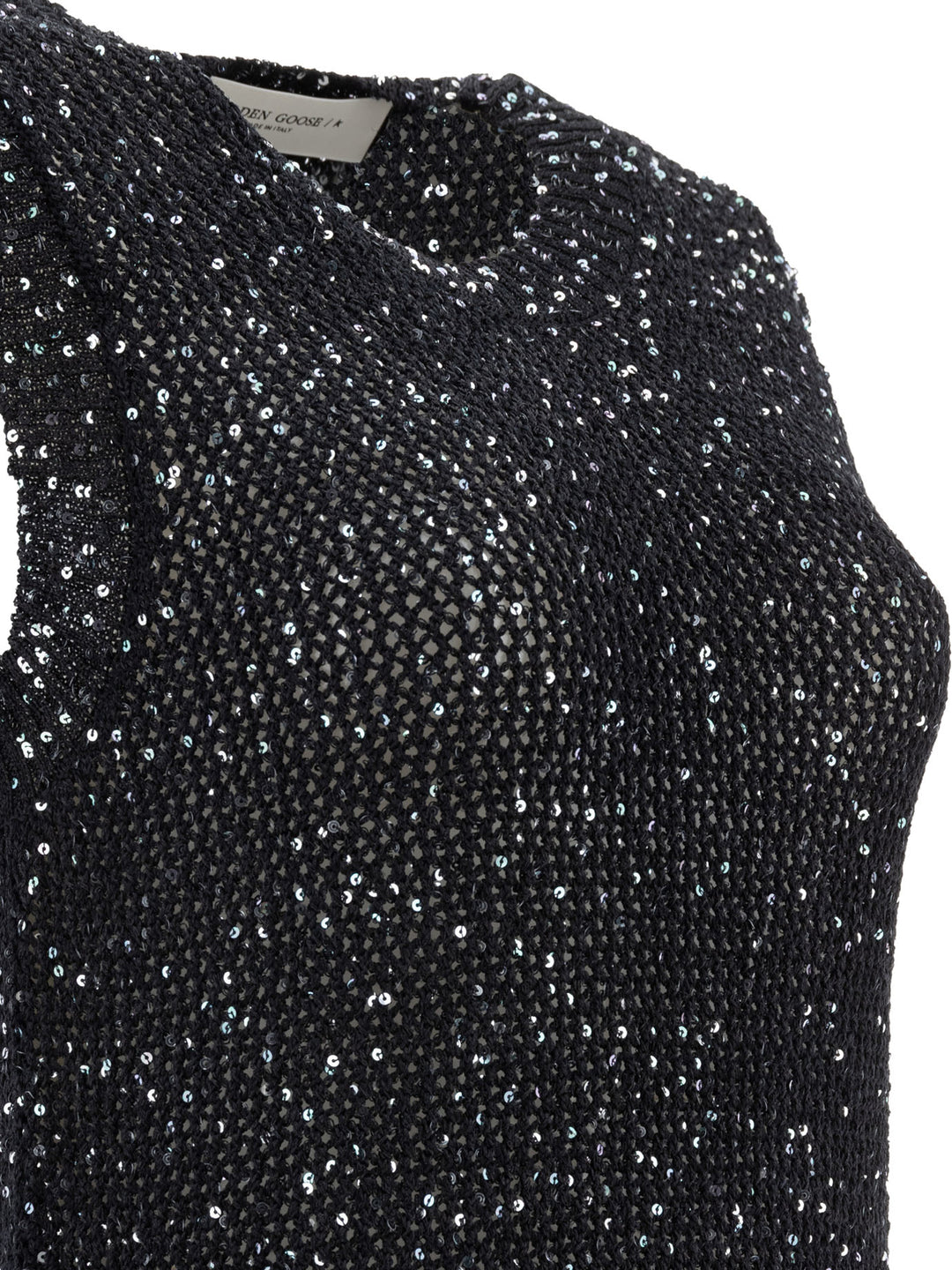 Golden Goose Knit Top With Sequins Tops - Black | 37400b8f23de5215336f3419c211a59d4dc19de2