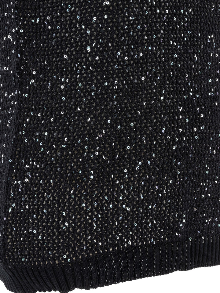 Golden Goose Knit Top With Sequins Tops - Black | 9ddeefe98adabc3174d78270459bdf11718bc16a