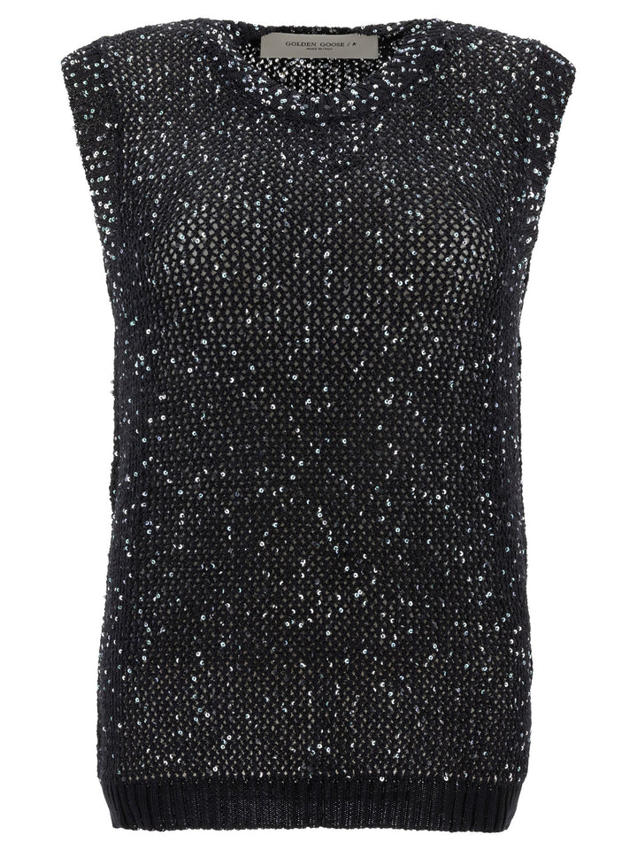 Golden Goose Knit Top With Sequins Tops - Black | 24aa09fa8c603a7c5887e01d104306e2eaf1f3fc