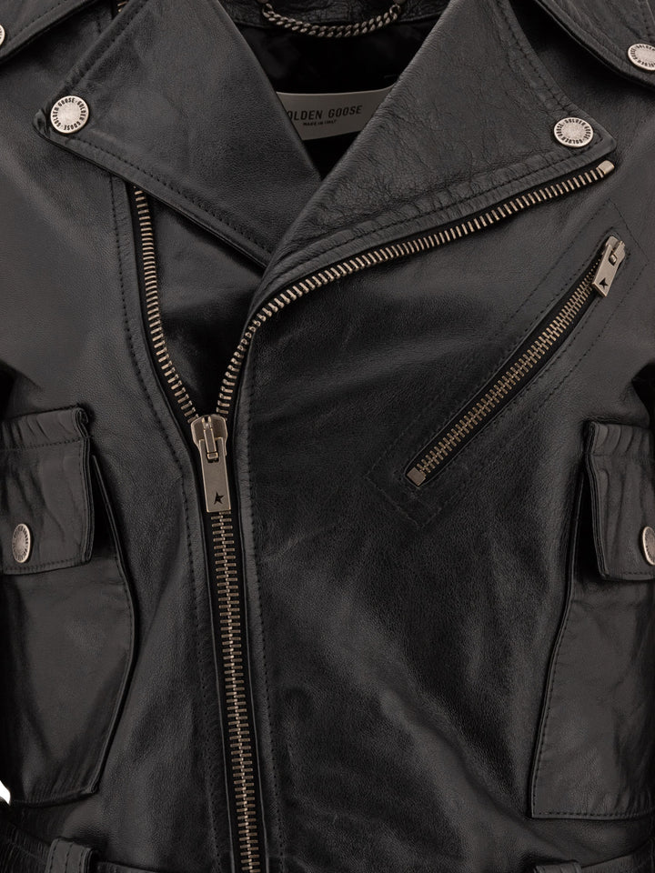 Golden Goose Leather Biker Jacket Jackets and Coats - Black | a36673d81181cb9263c6da8a330545075f3078bf