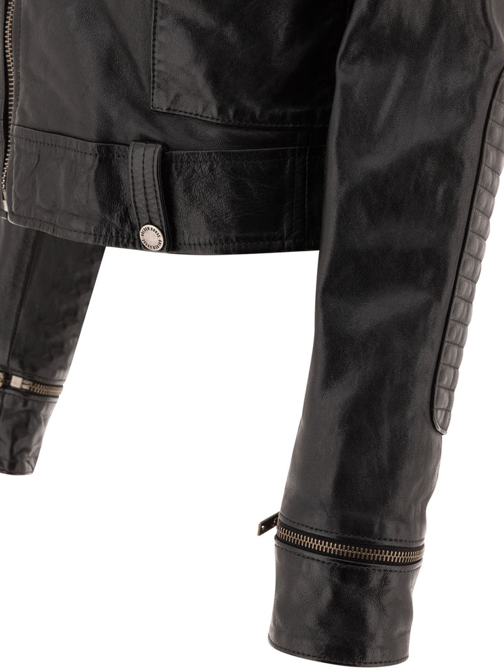 Golden Goose Leather Biker Jacket Jackets and Coats - Black | 6aec7596c3d95737d343575f3c563f671490bcb8