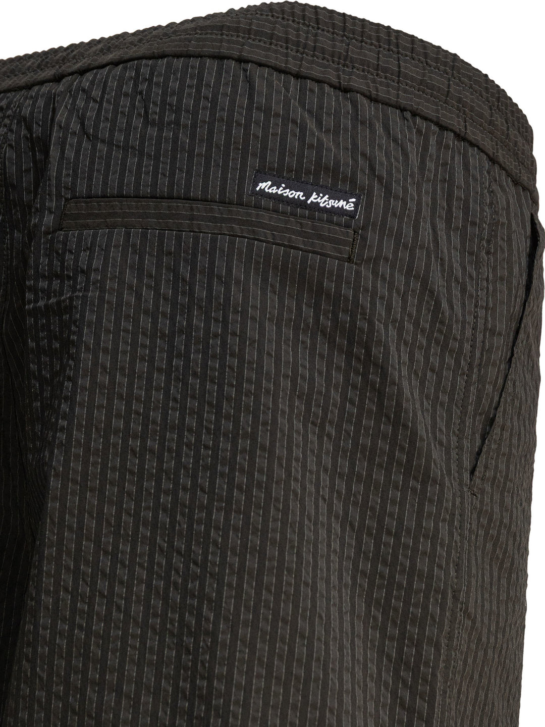 Maison Kitsuné Striped Seersucker Shorts - Green | 91c1feb880c66391cb94972cfac21820483f67b2