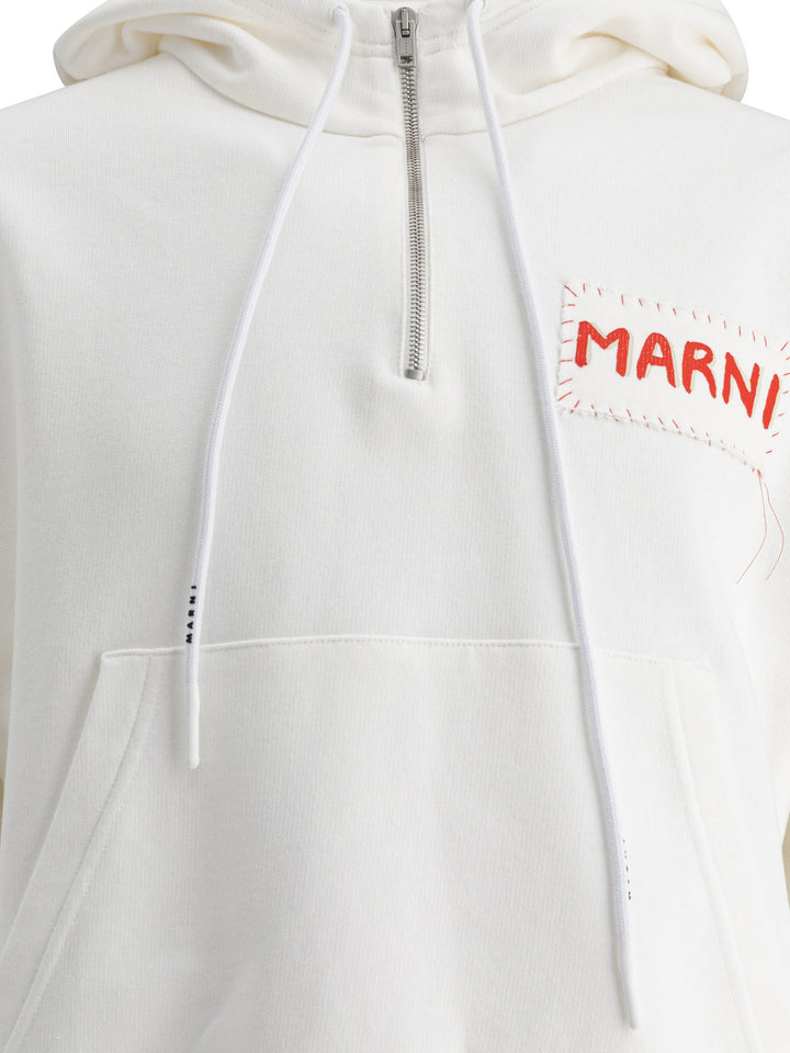 Marni Marni Logo Hoodie Sweatshirts - White | 25ecf3c641bdd222180d5e6de3d273e05f40e436
