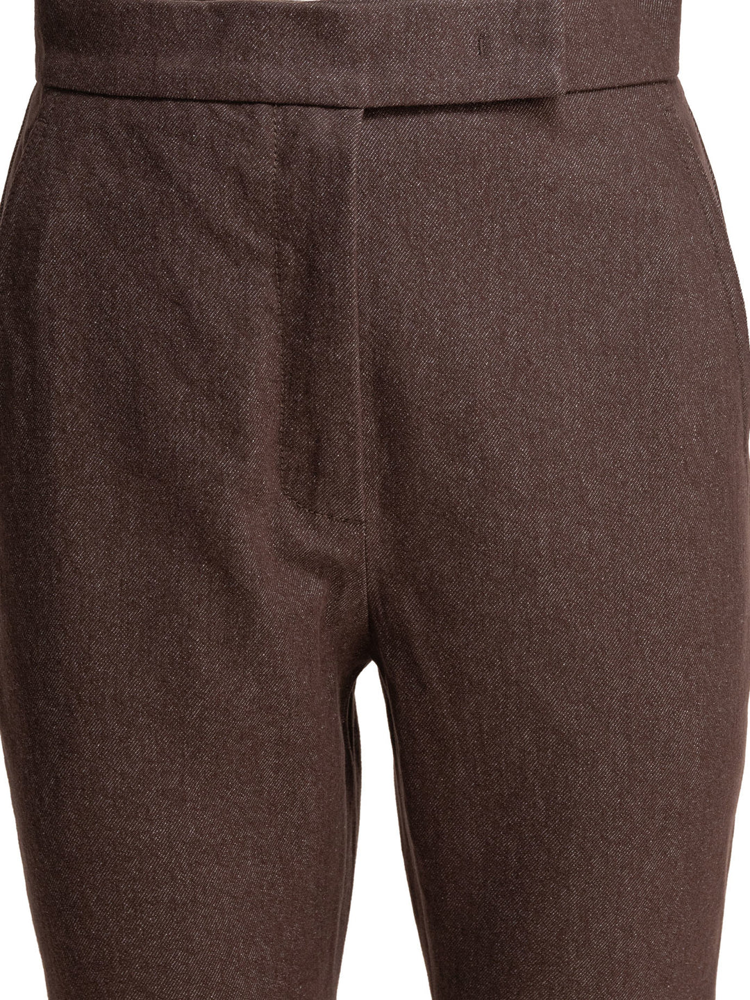 Max Mara Denim-Effect Cotton Trousers - Brown | 68982e42b628aa929c43fb9c642edf2ce0979be5