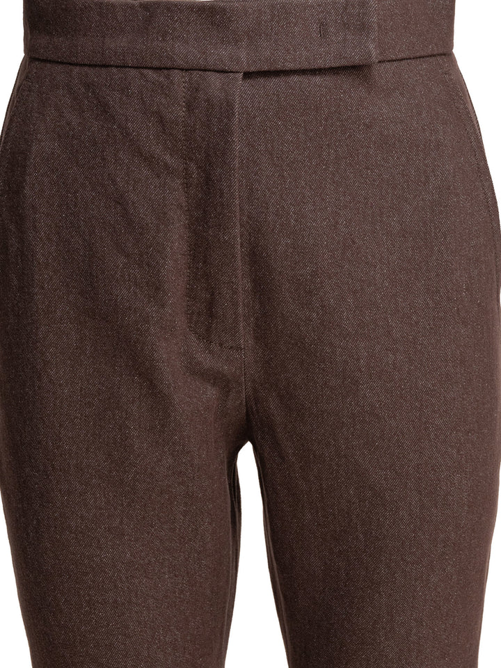 Max Mara Denim-Effect Cotton Trousers - Brown | 68982e42b628aa929c43fb9c642edf2ce0979be5