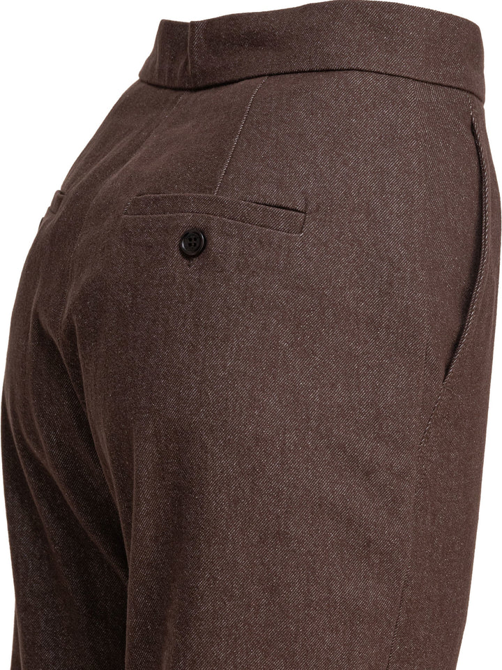 Max Mara Denim-Effect Cotton Trousers - Brown | 5f64f947a76fe22c422d9dbb1289abb9ad49d684