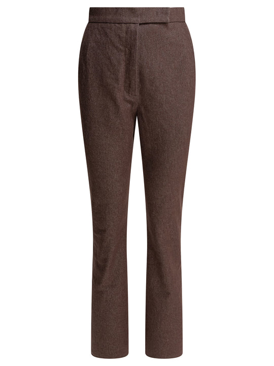 Denim-Effect Cotton Trousers Brown