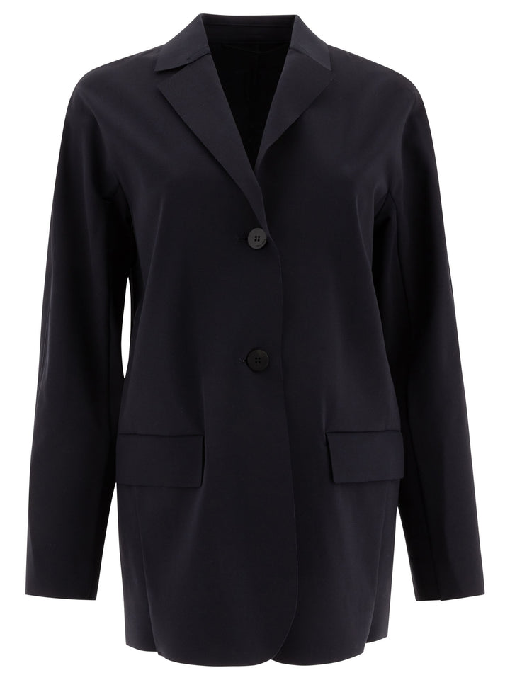 Max Mara Single-Breasted Jersey Blazer Jackets and Coats - Blue | 99df86fc4f757d6d218b4cd53801d7bd577ef09b