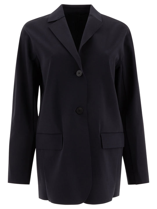 Single-Breasted Jersey Blazer Jackets And Coats Blue