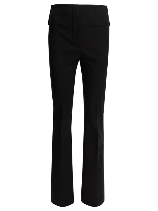 Flared Pants With Leather Belt Trousers Black