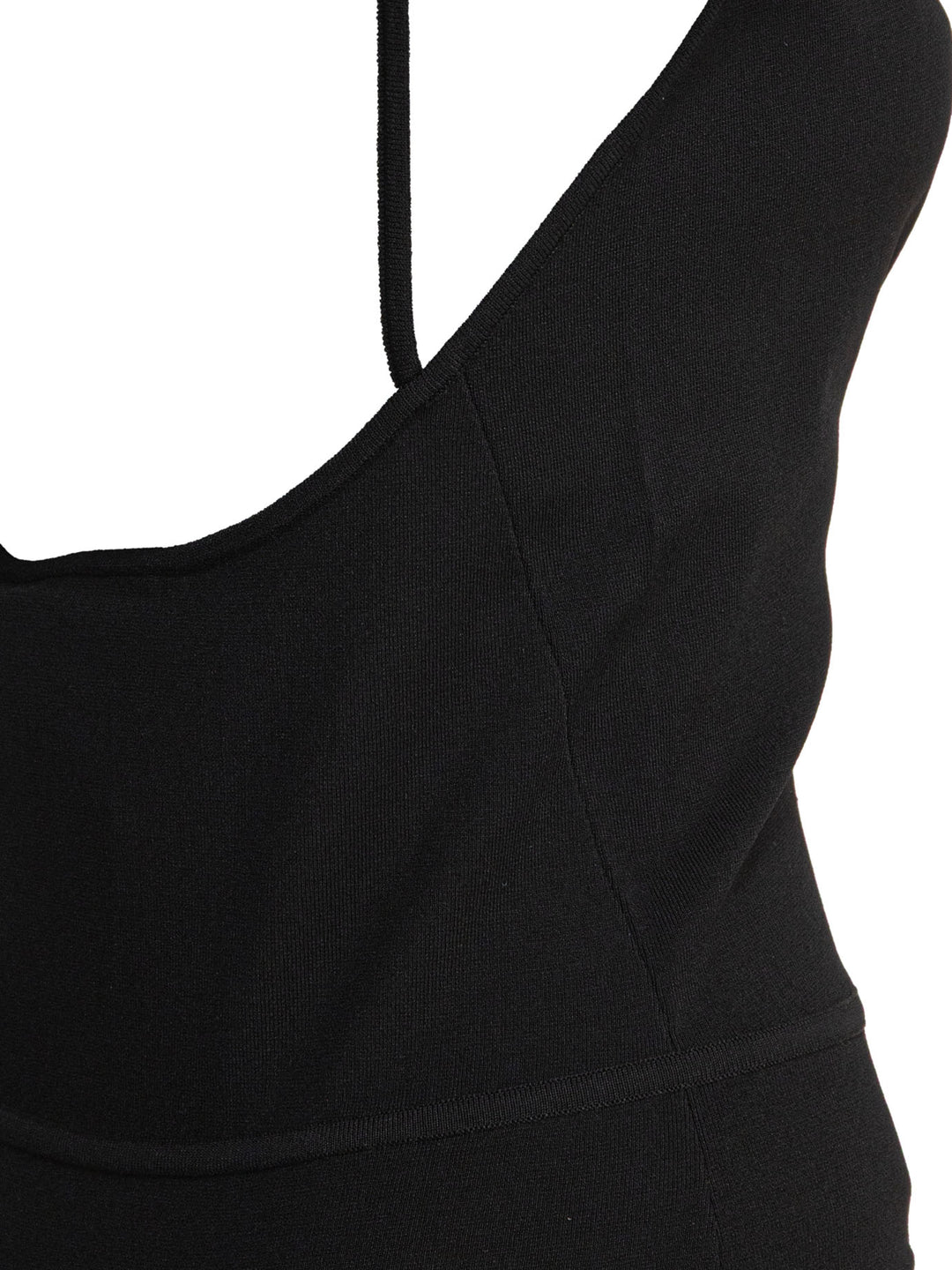 Max Mara Sportmax Sleeveless Draped Bodysuit Tops - Black | f225a40bb4b4a6b065ede972ace672a792ab7823