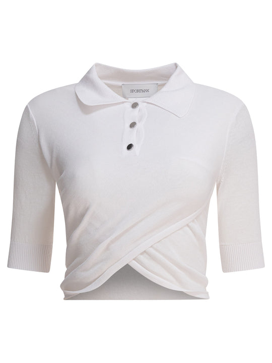 Cropped Short-Sleeved Polo Shirt Polo Shirts White