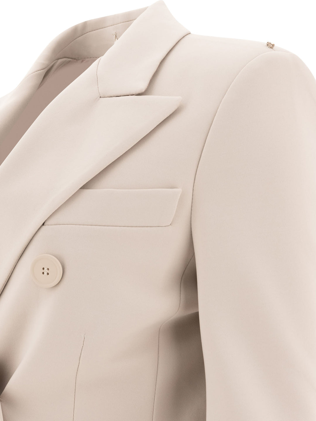 Max Mara Sportmax Double-Breasted Blazer With Spear Lapels Jackets and Coats - Beige | 83707f25341f88abd3c4cb9f8770e42b330e3d66