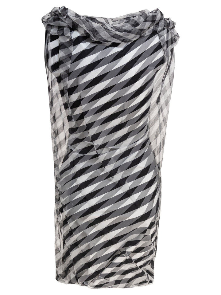 Max Mara Sportmax Draped Striped Dress Dresses - Black | 65d9ee98df5b93ddb2c90e743ae071e94b242ef4