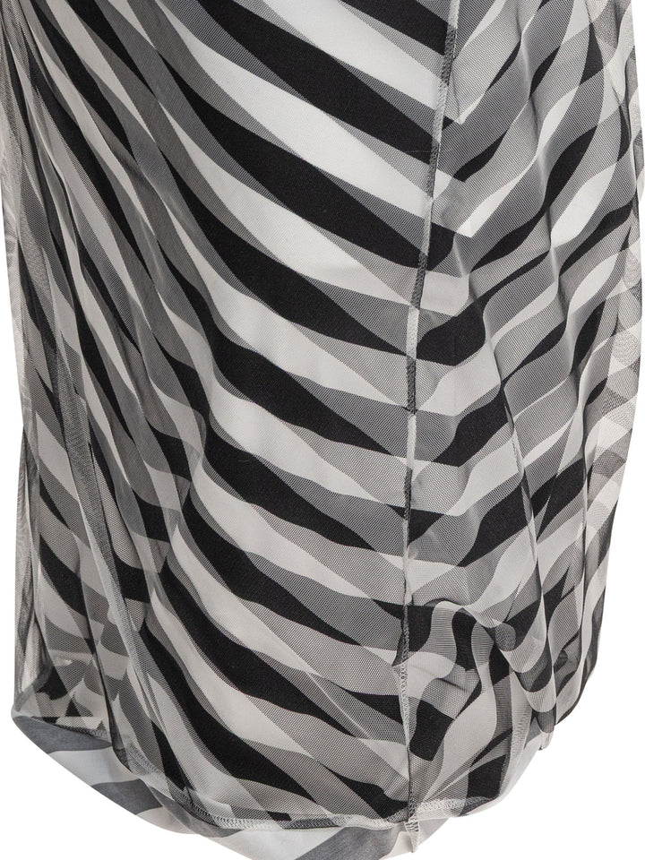 Max Mara Sportmax Draped Striped Dress Dresses - Black | a3d79e0f3be6d8285bca47dd4ab25c2ea939255e