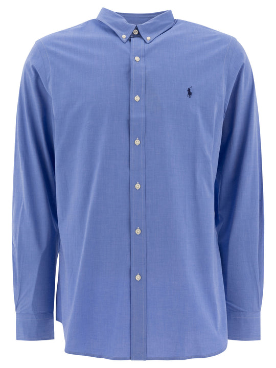 Slim-Fit Stretch Fil-À-Fil Shirt Shirts Blue