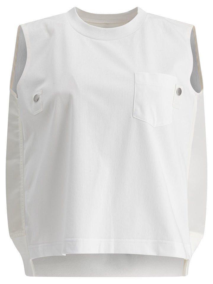 Sacai Cotton Jersey And Nylon Twill Tank Top Tops - White | 1d5cc8de8d8c2d266d4a84b0cb92a2e9fbd34c69