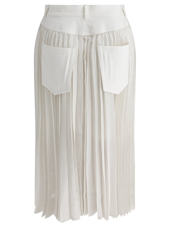 Sacai Pleated Skirt Skirts - White | 3d5500e41002e96f2c4fdda8e0a70e47197fdf89