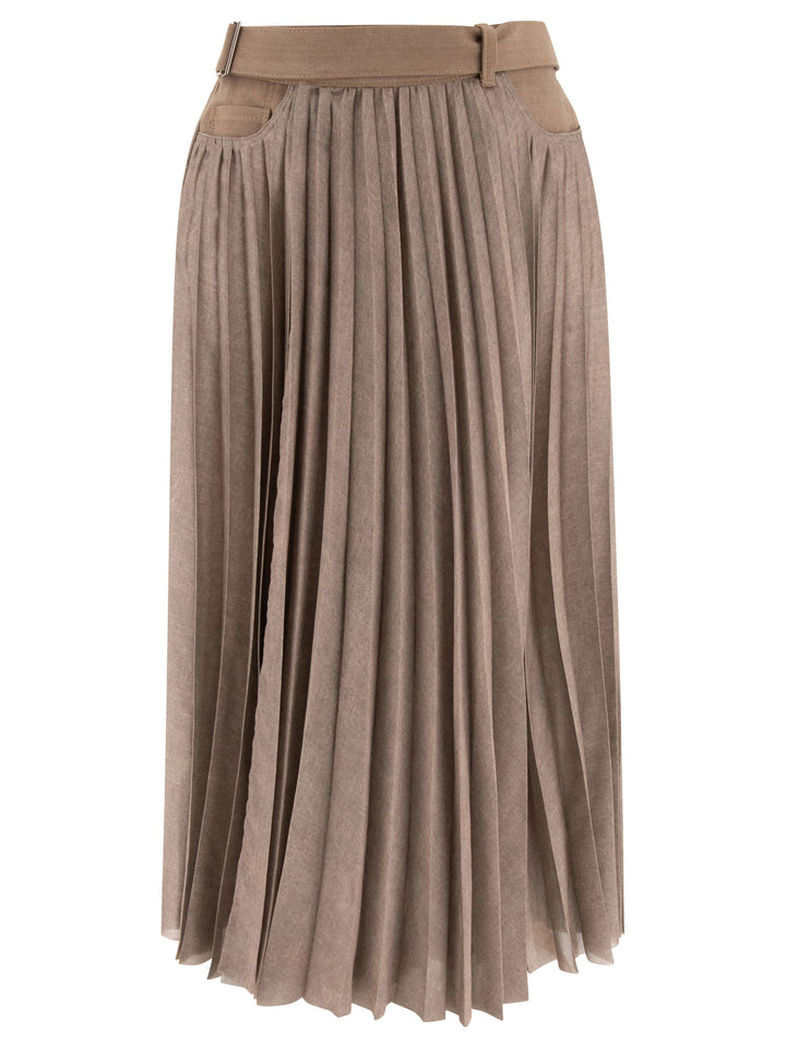 Sacai Pleated Skirt Skirts - Beige | fdb72477a2fc26da143e202d40e1be6cf68a5ef9