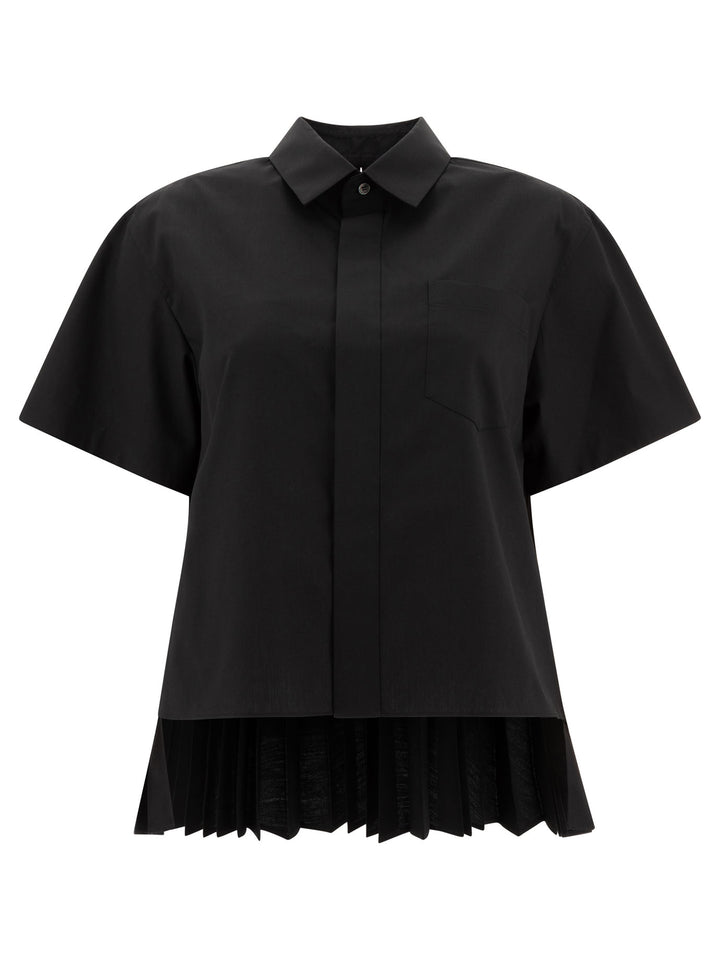 Sacai Cotton Poplin Shirt Shirts - Black | 3a2fa14672ac530380d48042449ea524045490ba