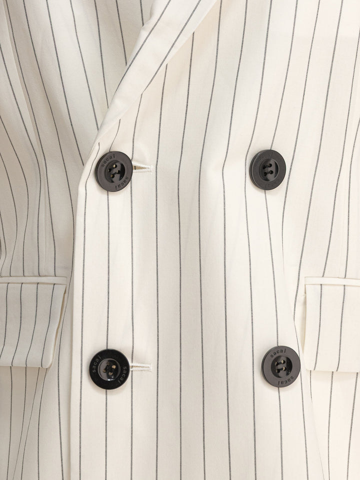 Sacai Balzer Double-Breasted Wool And Silk Jackets and Coats - White | cca46836788c179a71b4f924a769ac2afa35e984