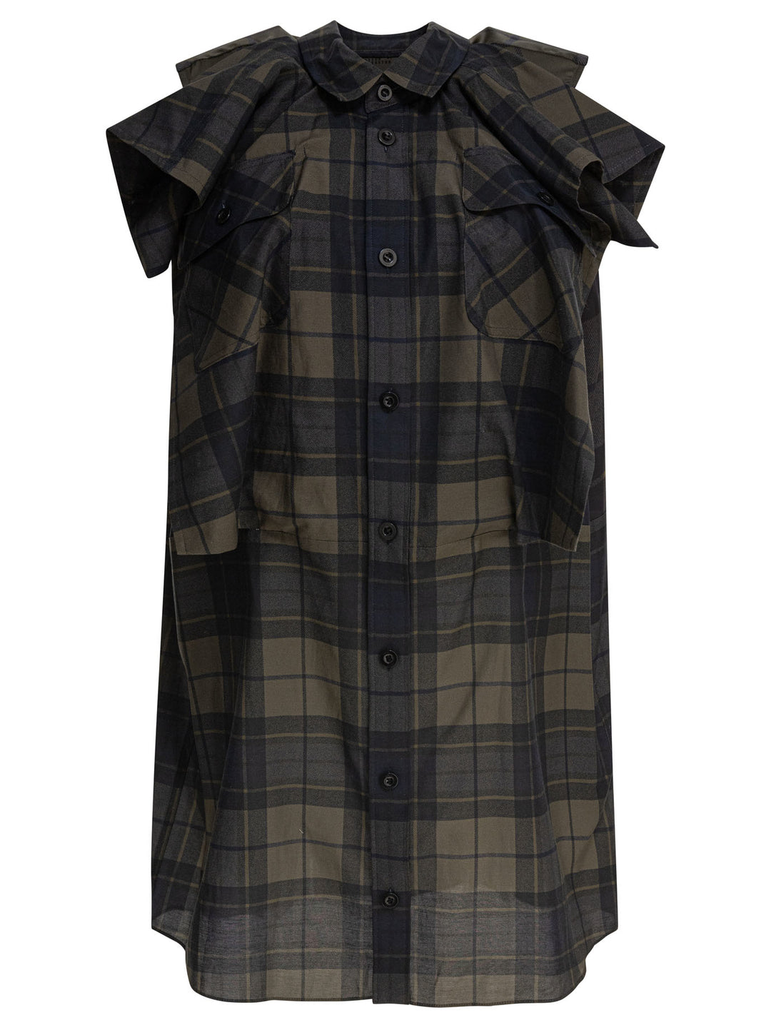 Sacai Plaid Print Dress Dresses - Grey | ec5c88d896c5d67a76e18f1f9d2004abab67dee3