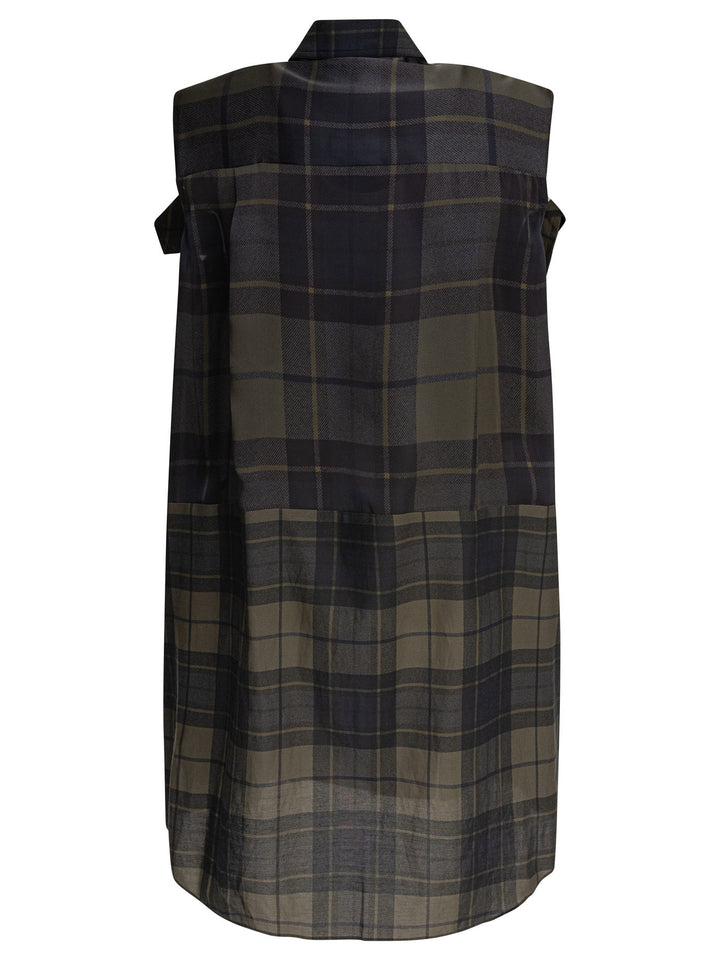 Sacai Plaid Print Dress Dresses - Grey | a01afd5579cd46ed552a6c68c0995c9c3429c808