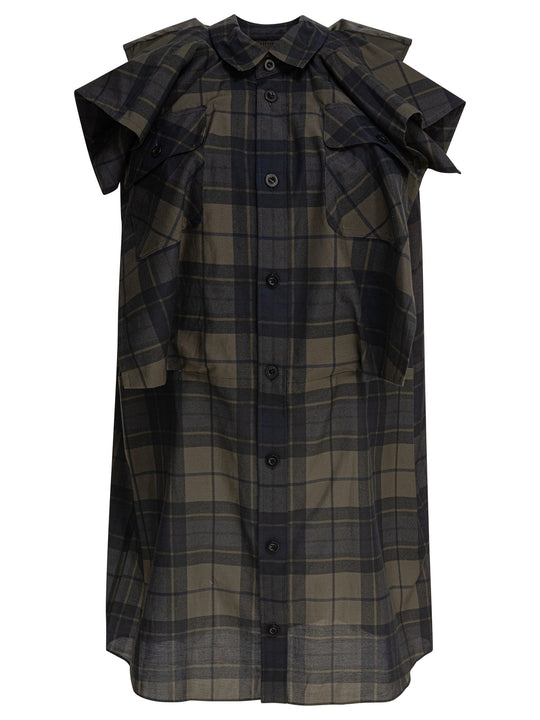 Plaid Print Dress Dresses Grey