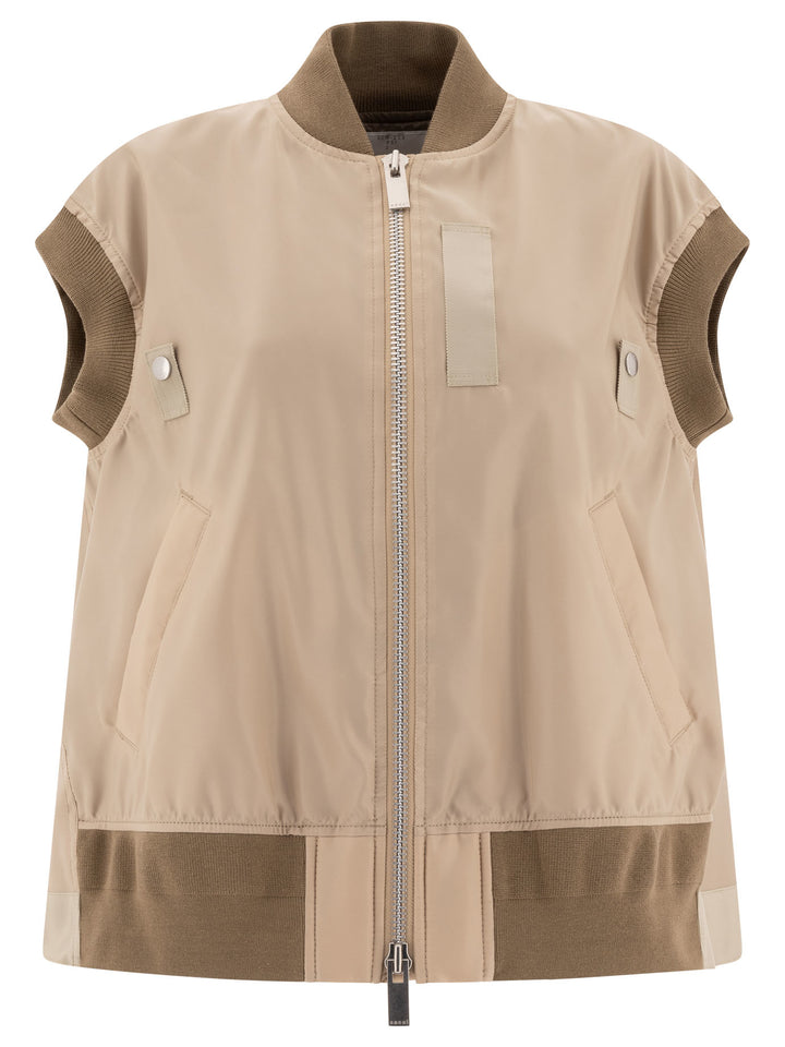 Sacai Nylon Twill Vest Jacket Jackets and Coats - Beige | d160f45d52b8e7b3109989a5161db79cee3ad9b9