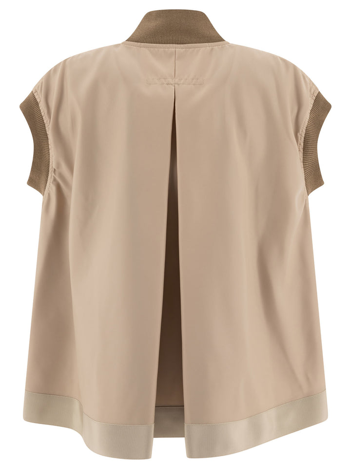 Sacai Nylon Twill Vest Jacket Jackets and Coats - Beige | 8f96cd0a942d3cd870f167ba8f05cb00c0b6ff46