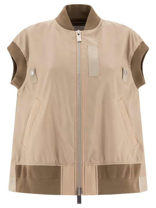 Nylon Twill Vest Jacket Jackets And Coats Beige