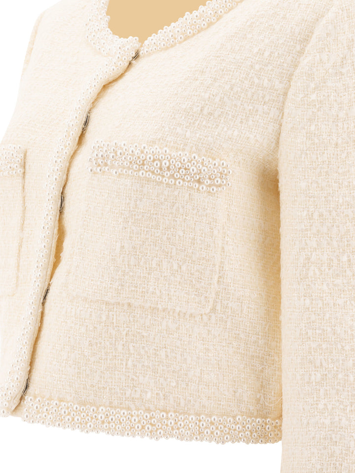 Self-Portrait Bouclé Blazer Jackets and Coats - Beige | b64b96c1b474f9c98e377846e6418f0d0bb6f018