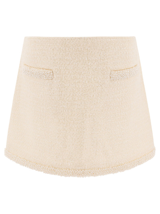 Beaded Miniskirt Skirts Beige