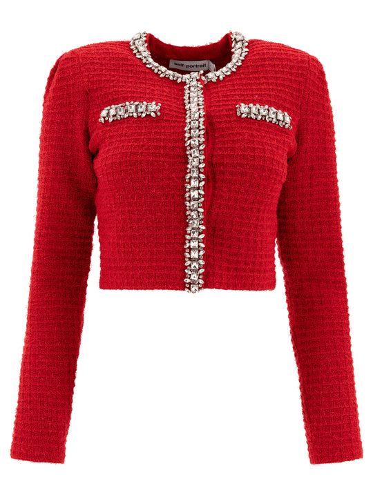 Cardigan With Crystals Knitwear Red