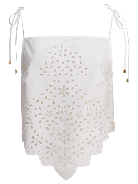 Cotton Embroidered Top Tops White