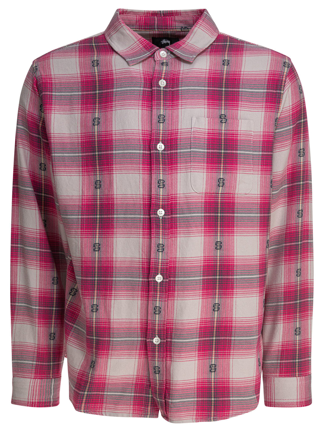 StüSsy Motif Plaid Shirt Shirts - Pink | f2b0605280dc25ebb014a59c00483999979461eb