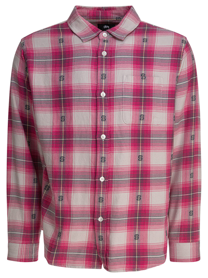 StüSsy Motif Plaid Shirt Shirts - Pink | f2b0605280dc25ebb014a59c00483999979461eb