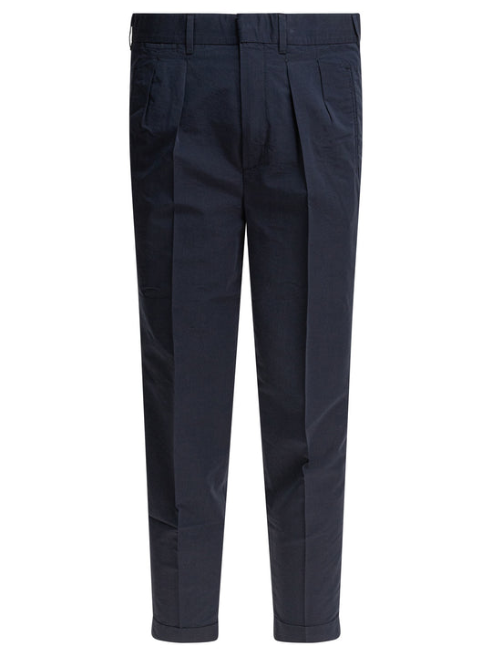 Poplin With Double Darts Trousers Blue