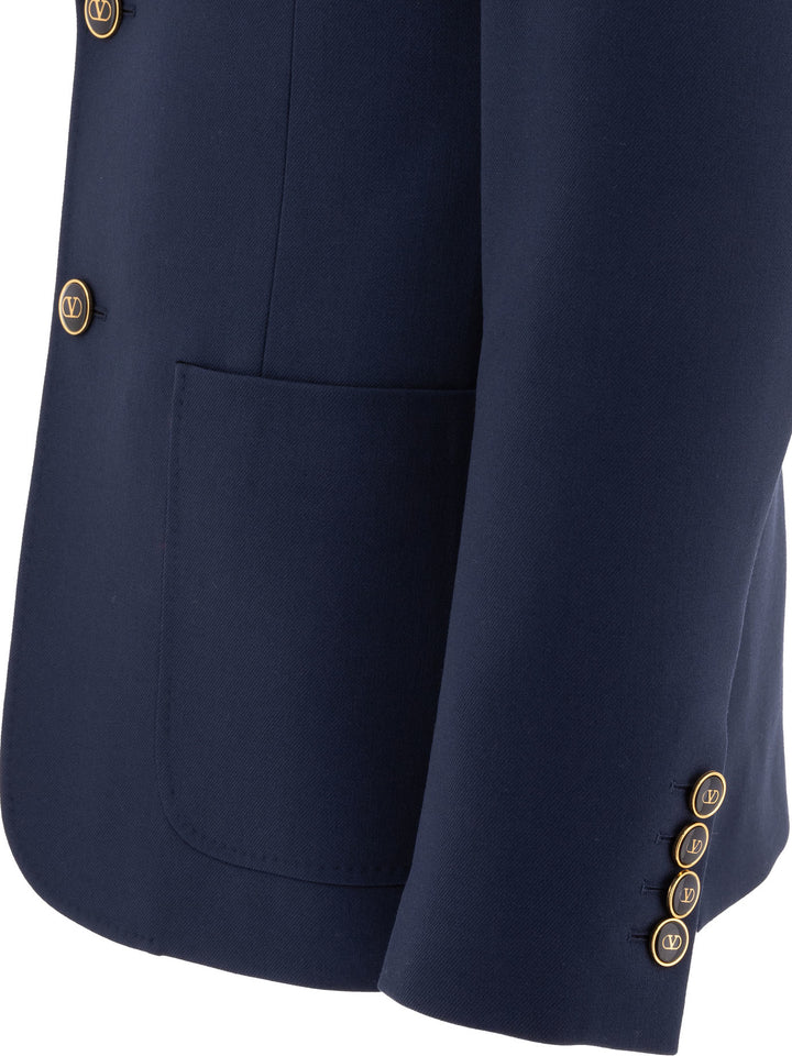 Valentino Virgin Wool Blazer Jackets and Coats - Blue | 8d8613c05217cc71255e7c572cf8e53984f4b87f