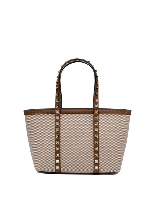 Rockstud Handbags Beige