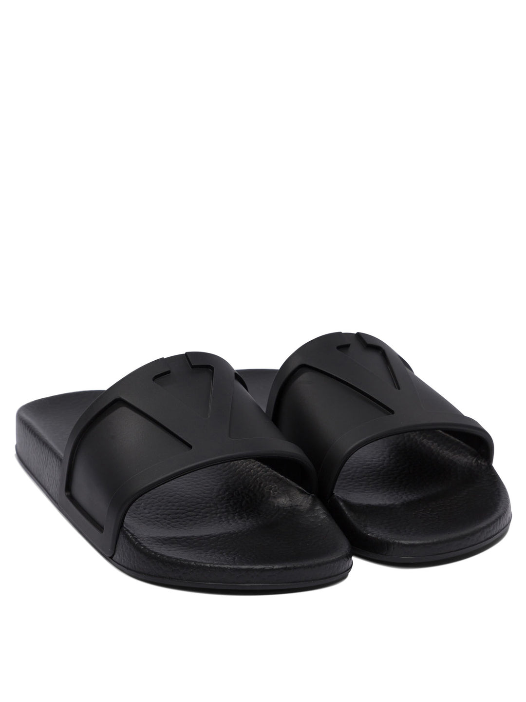 Valentino Garavani Slides With Vlogo Sandals - Black | 52d12be1f324fd263949733b43739802c98fc175