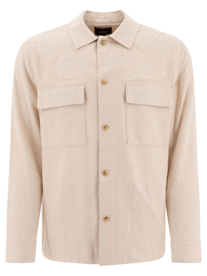 Vince Linen Overshirt Jackets and Coats - Beige | 13045ef59510856fcb536163c28011ad44ac4690