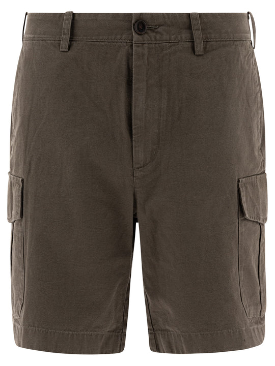 Cotton And Linen Cargo Shorts Green
