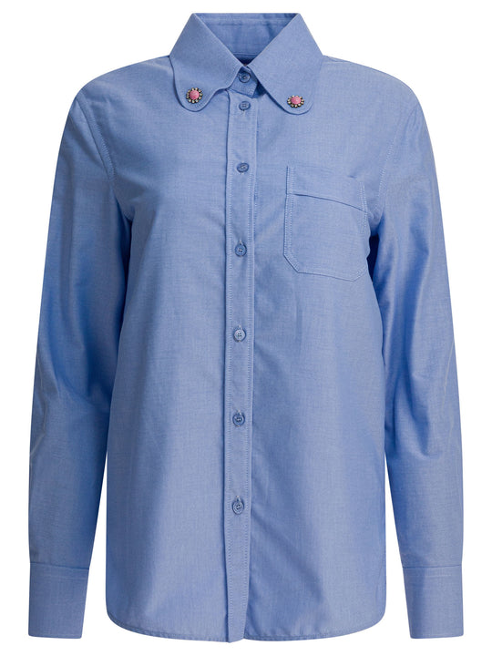 Shirt With Embellished Collar Shirts Light Blue