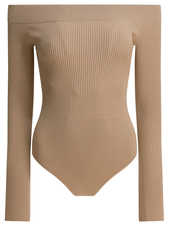 Body Off-Shoulder Tops Beige