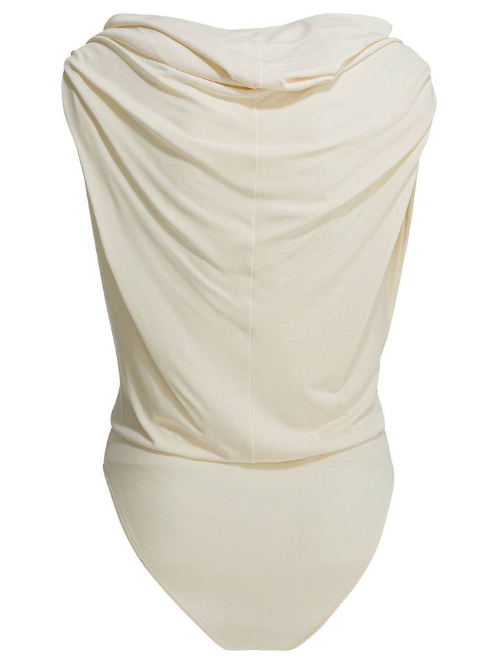 AlaïA Draped Bodysuit With Hood Tops - White | cbe887d6a238b386e5e124b536421b1d8e28f20f