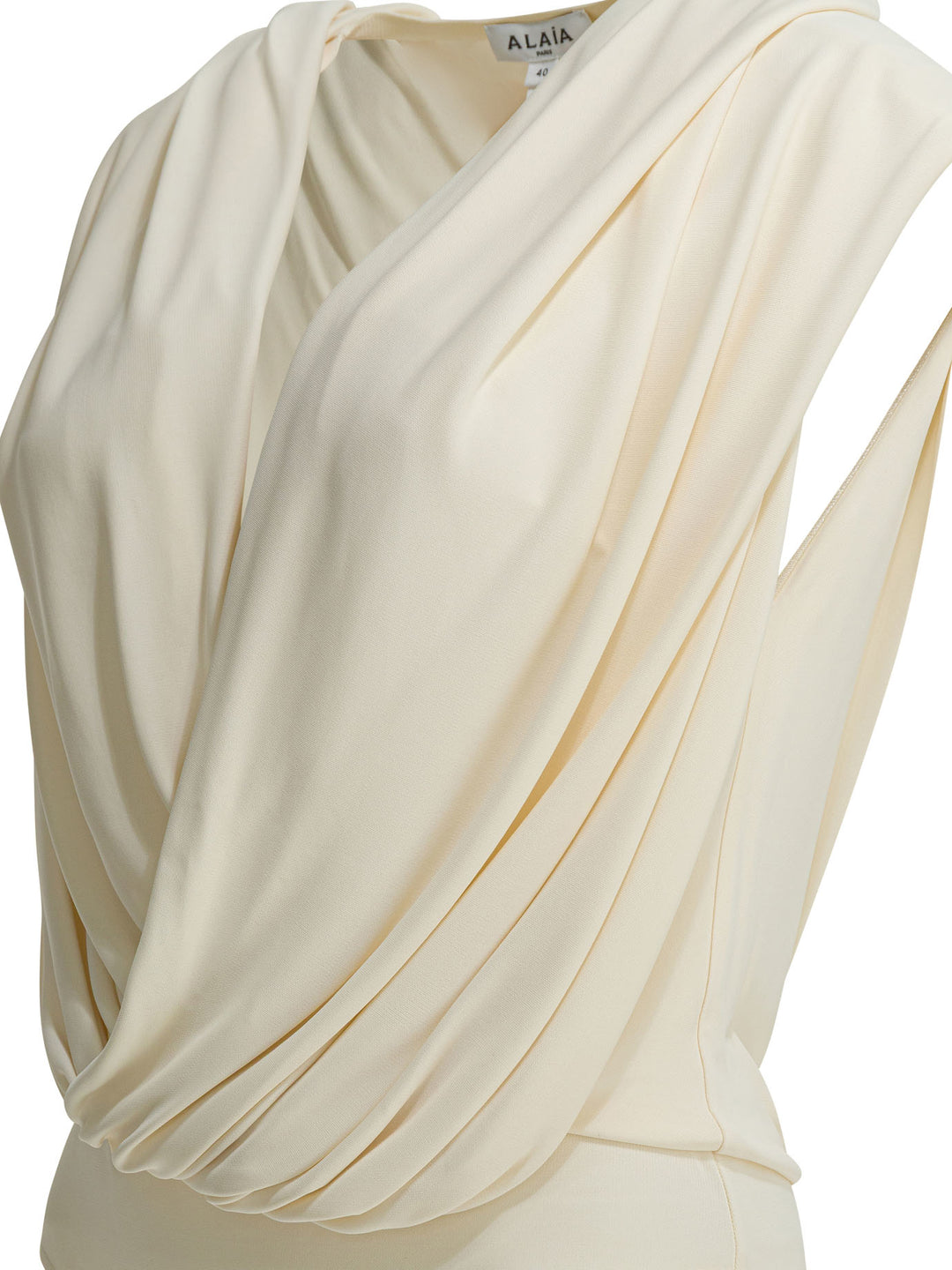 AlaïA Draped Bodysuit With Hood Tops - White | d2cb3deee20b74288aeb6754a03d1d50bce086d2